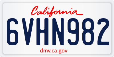 CA license plate 6VHN982