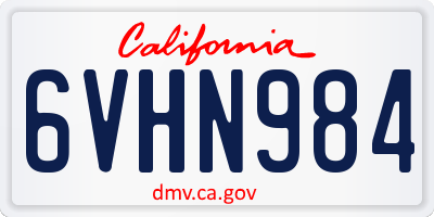 CA license plate 6VHN984