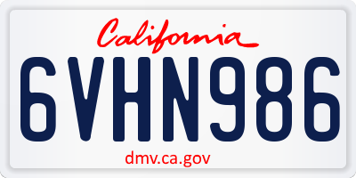 CA license plate 6VHN986