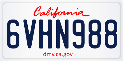 CA license plate 6VHN988