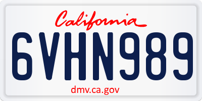 CA license plate 6VHN989
