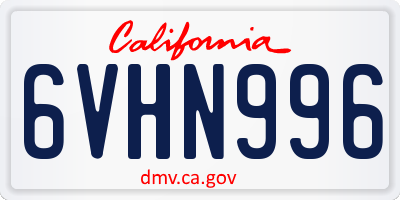 CA license plate 6VHN996