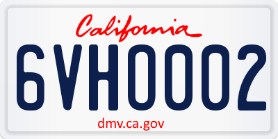 CA license plate 6VHO002