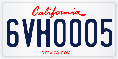CA license plate 6VHO005