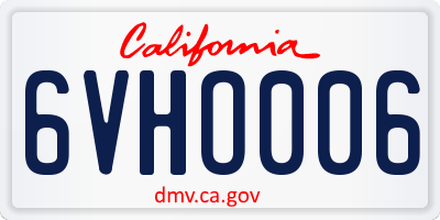 CA license plate 6VHO006