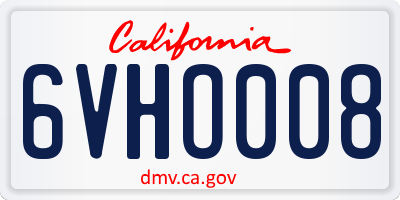 CA license plate 6VHO008