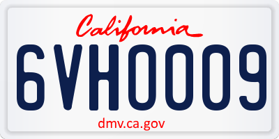 CA license plate 6VHO009