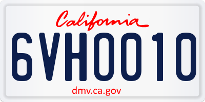 CA license plate 6VHO010