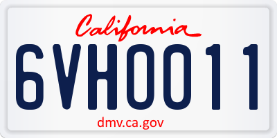 CA license plate 6VHO011
