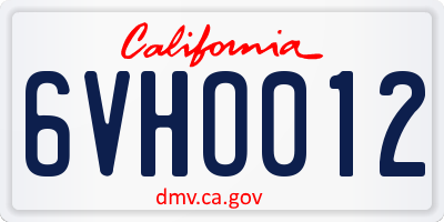 CA license plate 6VHO012