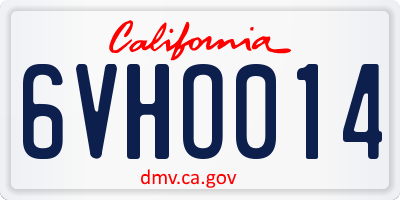 CA license plate 6VHO014