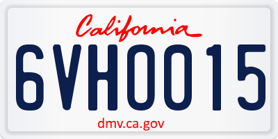 CA license plate 6VHO015