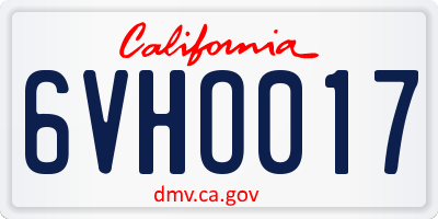 CA license plate 6VHO017