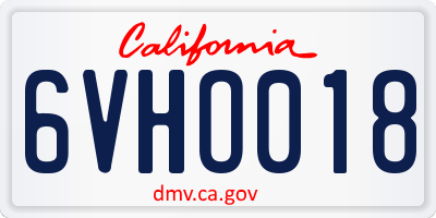 CA license plate 6VHO018