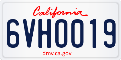 CA license plate 6VHO019