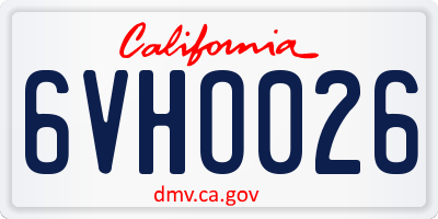 CA license plate 6VHO026