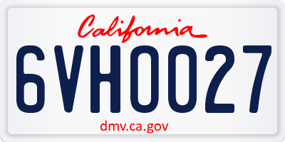 CA license plate 6VHO027