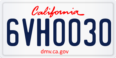 CA license plate 6VHO030
