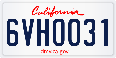 CA license plate 6VHO031