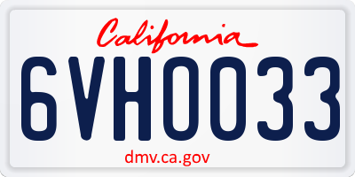 CA license plate 6VHO033