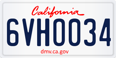 CA license plate 6VHO034