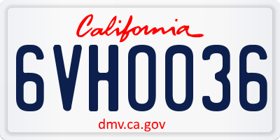 CA license plate 6VHO036