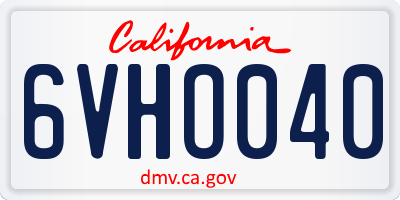 CA license plate 6VHO040