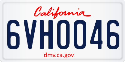 CA license plate 6VHO046