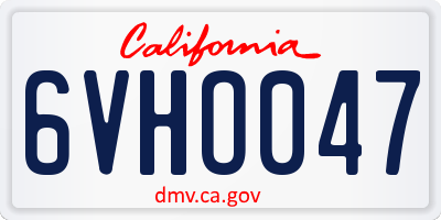 CA license plate 6VHO047