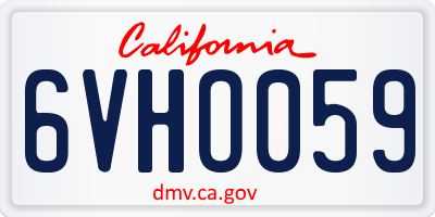 CA license plate 6VHO059