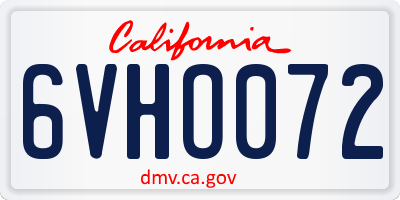 CA license plate 6VHO072