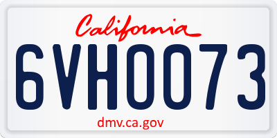 CA license plate 6VHO073