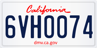 CA license plate 6VHO074