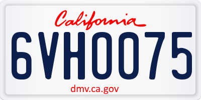 CA license plate 6VHO075