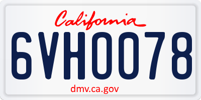 CA license plate 6VHO078