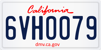 CA license plate 6VHO079