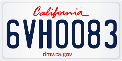 CA license plate 6VHO083