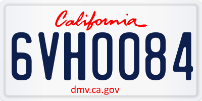 CA license plate 6VHO084