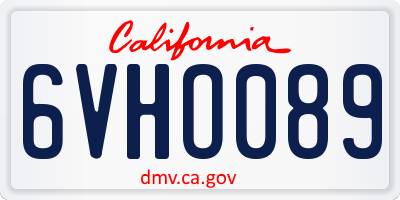 CA license plate 6VHO089