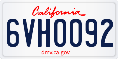 CA license plate 6VHO092