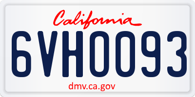 CA license plate 6VHO093