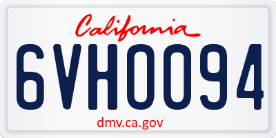 CA license plate 6VHO094