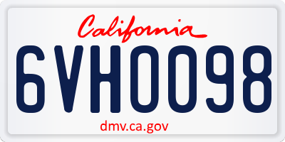 CA license plate 6VHO098
