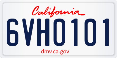 CA license plate 6VHO101