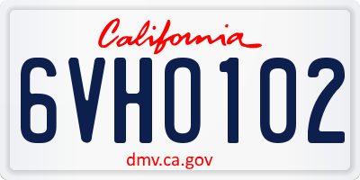 CA license plate 6VHO102
