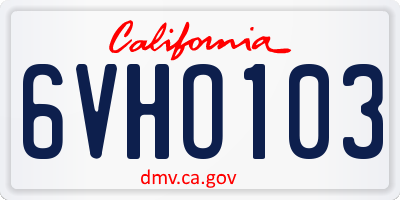 CA license plate 6VHO103