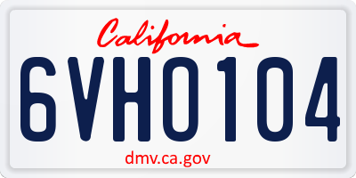 CA license plate 6VHO104