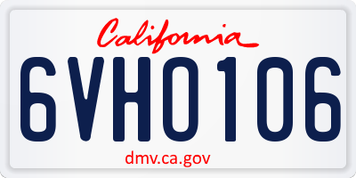 CA license plate 6VHO106