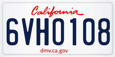 CA license plate 6VHO108
