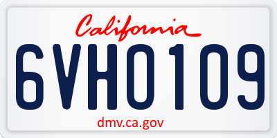 CA license plate 6VHO109